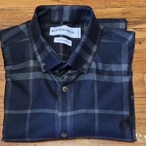 Mizzen Main Shirt Men's XL Blue Proctor Standard Long Sleeve Button Down Plaid